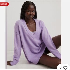 Aerie Light Purple V-Neck Sweater